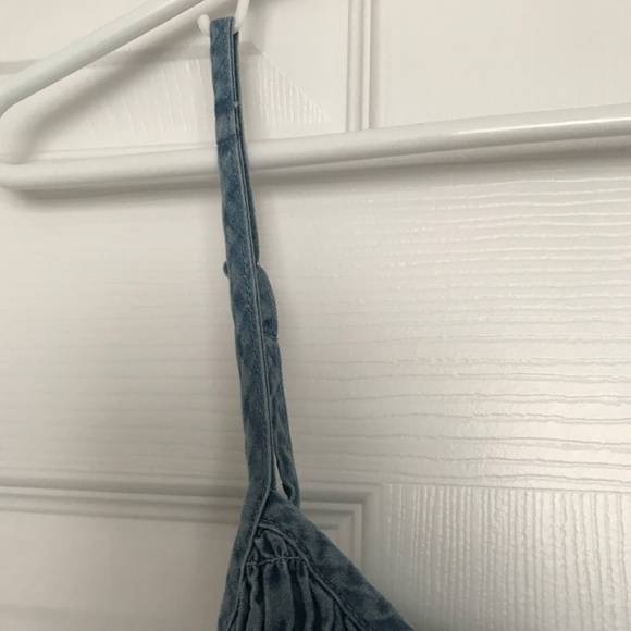 NWOT Bluenotes 100% Cotton Chambray Smocked Tiered Mini Dress XL With Pockets - Picture 12 of 14